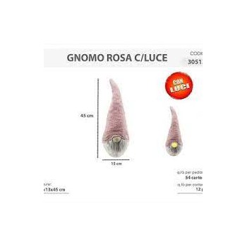 Gnomo  Rosa  c Luce  45cm...